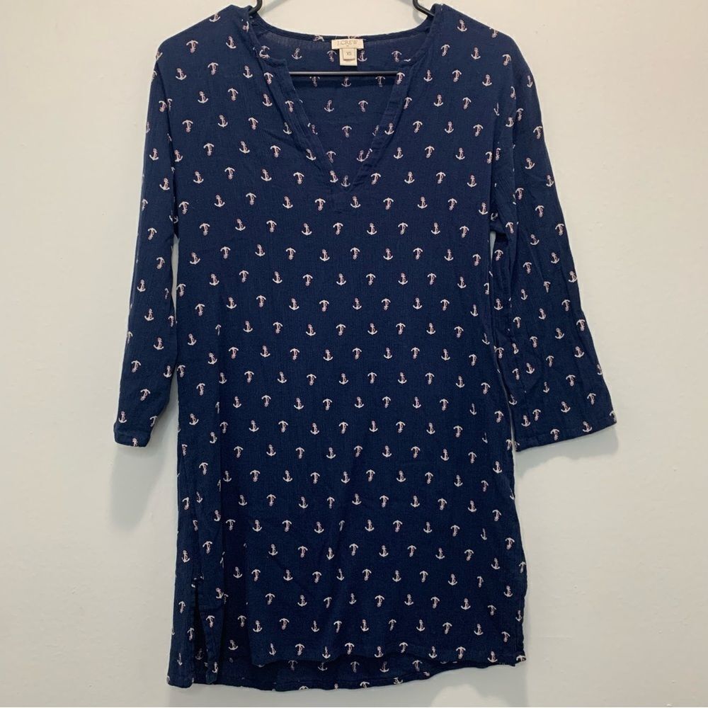 J Crew Navy Nautical V Neck Swim Cover Up Size XS